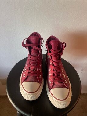 Y2k Converse Maroon High Top Canvas Sneakers